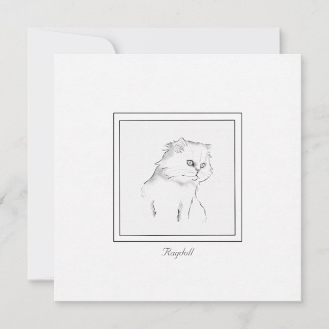 Ragdoll Cat Black and White Contemporary Note Card Anteckningskort (Framsida)