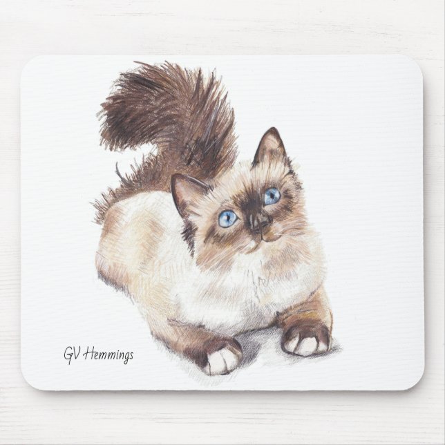 Ragdoll cat by Artist GV Hemmings Mouse Pad Musmatta (Framsidan)