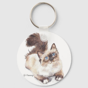 Ragdoll cat by Artist GV Hemmings Nyckelring