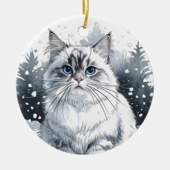 Ragdoll Cat Circle jul Julafton Ornament (Framsidan)