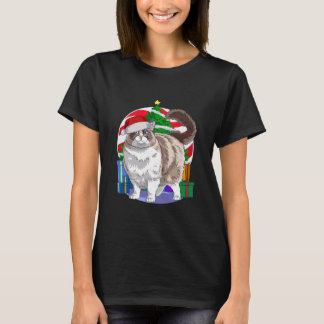 Ragdoll Cat Cute Santa Julgran T Shirt