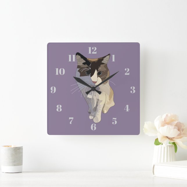 Ragdoll cat, Dusty Purple Fyrkantig Klocka (Hem)