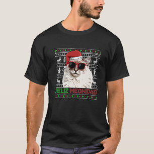 Ragdoll Cat Feliz Meowidad Funny jul T Shirt