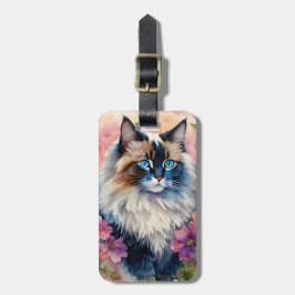 Ragdoll Cat Floral Portrait Bagagebricka