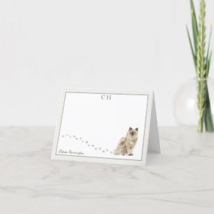 Ragdoll Cat Grått Gräns Monogram Namn, vikt Tack Kort