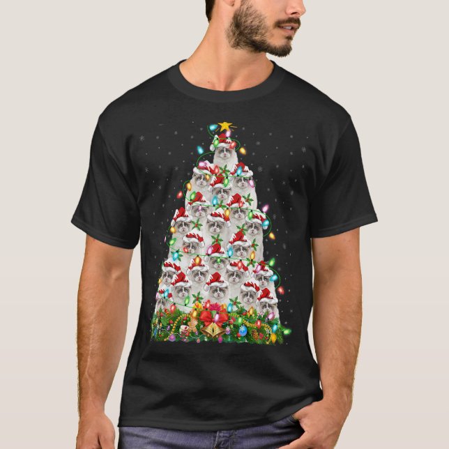Ragdoll Cat Julafton Ljus Santa Ragdoll jul T Shirt (Framsida)