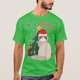 Ragdoll Cat Julgran Snö Flakes Julafton Presen T Shirt