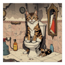Ragdoll Cat Kitten Bathroom Toilet Humor Perfect Poster