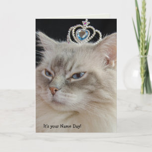 Ragdoll Cat med krona Namn-dagen Kort