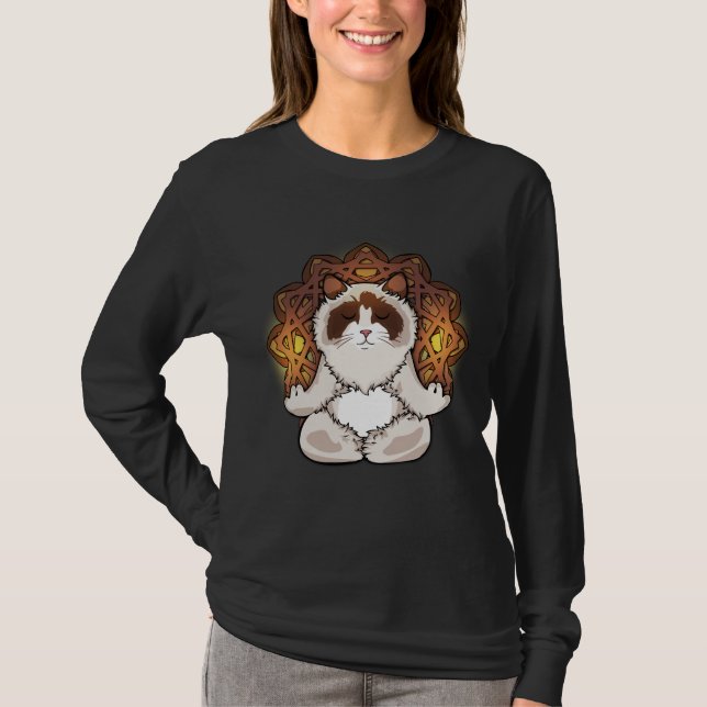 Ragdoll Cat Meditation Gift Women Relaxation Yoga T Shirt (Framsida)