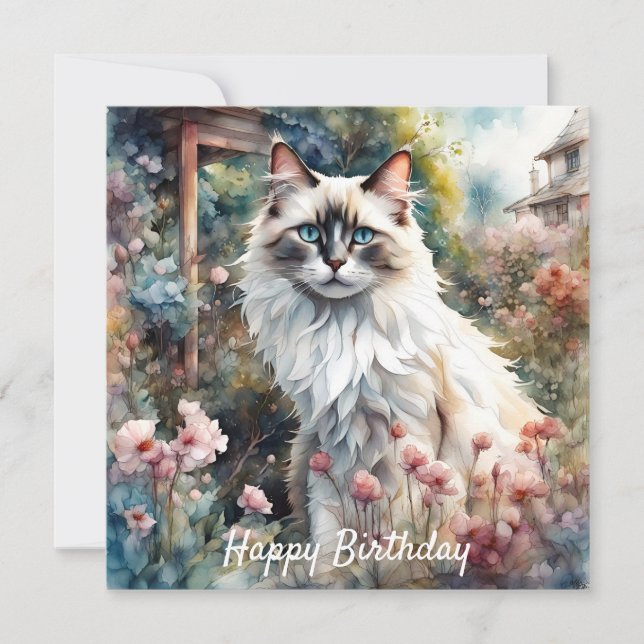 Ragdoll Cat på engelska Garden Birthday (Framsida)