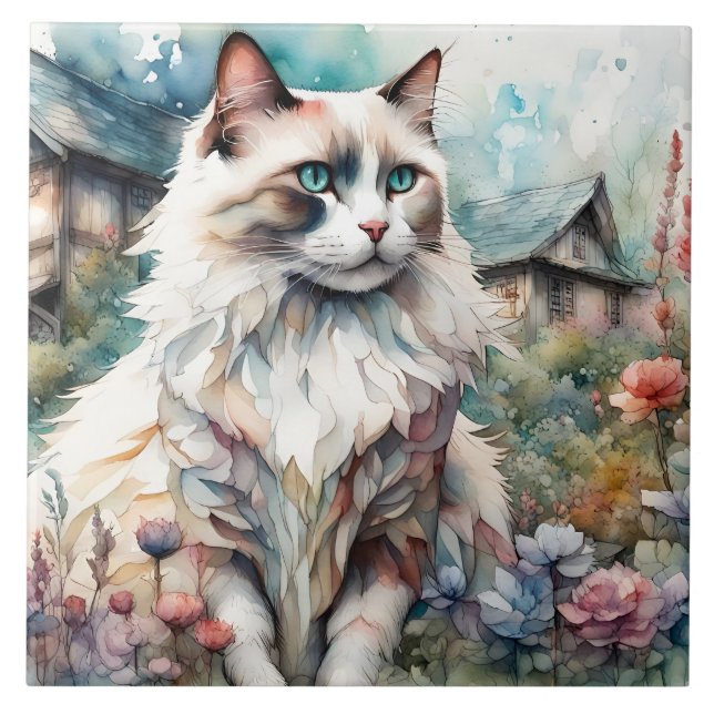 Ragdoll Cat på engelska Garden Kakelplatta (Framsidan)