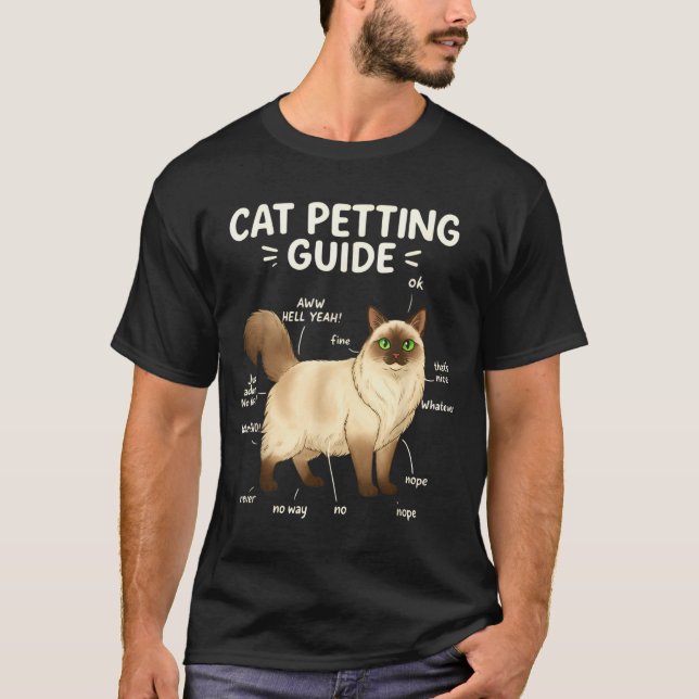 Ragdoll Cat Petting Guide Funny Cat Lover  T Shirt (Framsida)