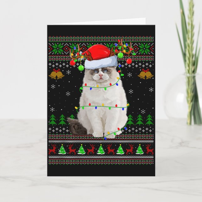 Ragdoll Cat Ugly Christmas Sweaters Holiday Santa  Kort (Framsida)