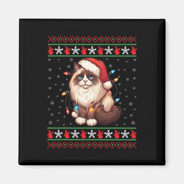 Ragdoll Cat Ugly jul Ragdoll Cat Julafton Lighti Magnet (Framsidan)