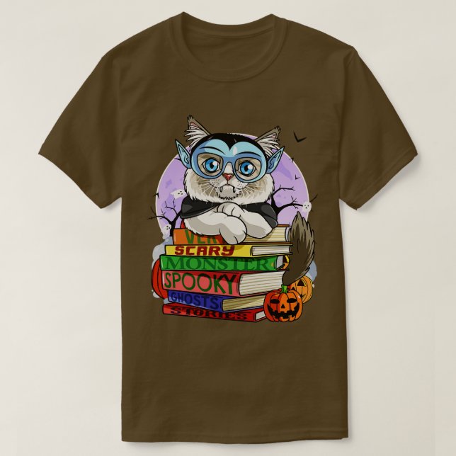 Ragdoll Cat Vampire Witch Pumpkin Halloween T Shirt (Design framsida)