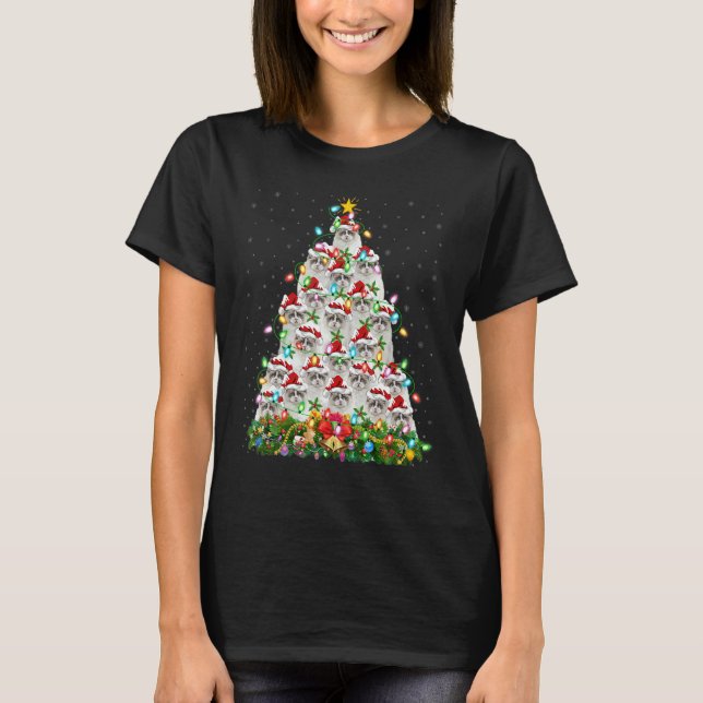 Ragdoll Cat   Xmas Lights Santa Ragdoll Christmas  T Shirt (Framsida)