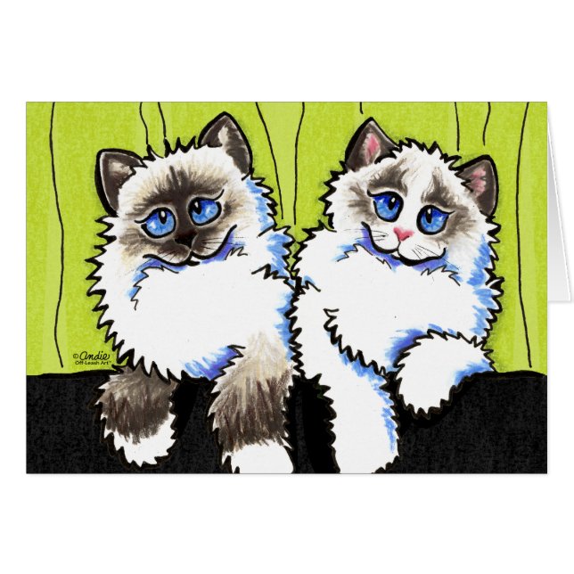 Ragdoll Cats Pair of Dolls Off Leash Art™ Hälsningskort (Framsidan Horizontal)
