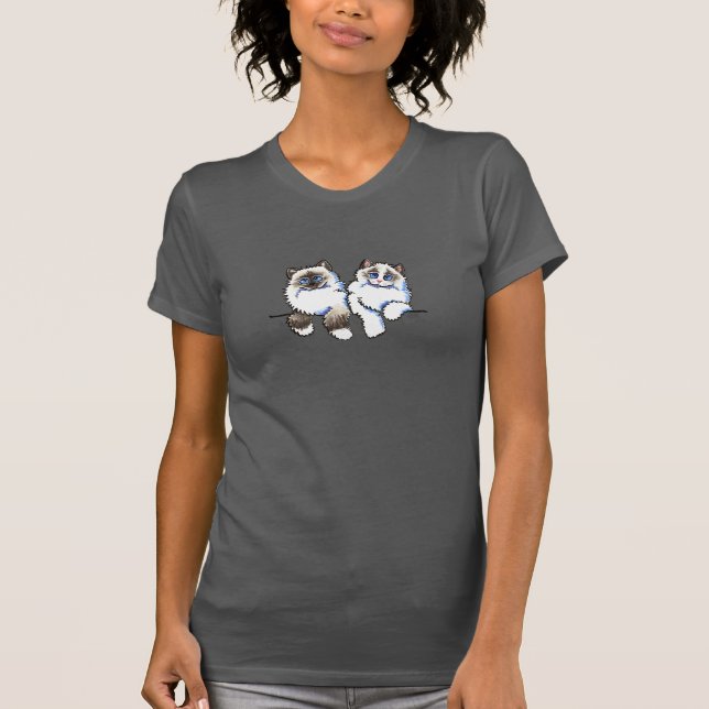 Ragdoll Cats Pair of Dolls Off Leash Art™ Tee Shirt (Framsida)