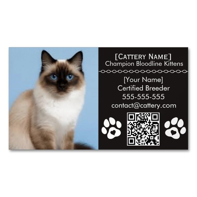 Ragdoll Cattery Anpassningsbar Kattavel Magnet (Framsida)