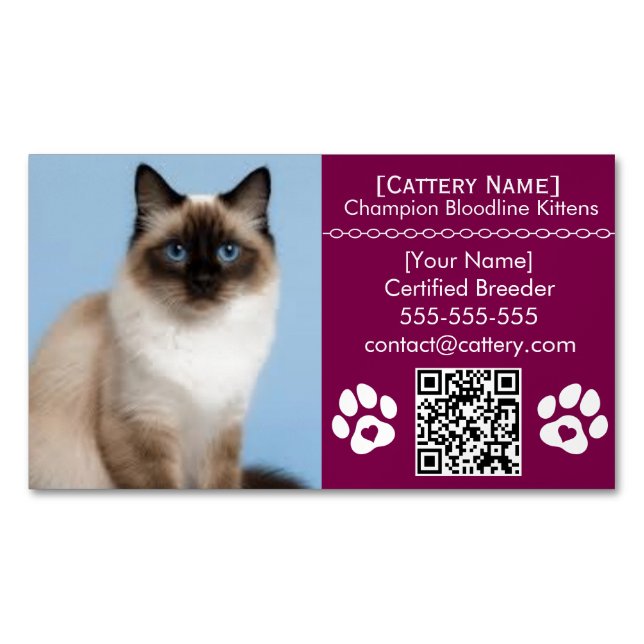 Ragdoll Cattery Anpassningsbar Kattavel Magnet (Framsida)