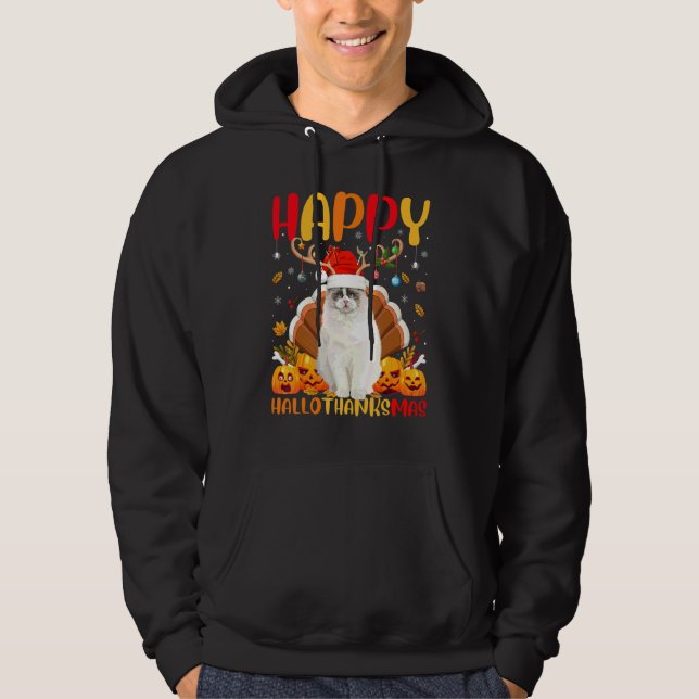 Ragdoll Hund  Glad Ragdoll HejTackmas Hoodie (Framsida)