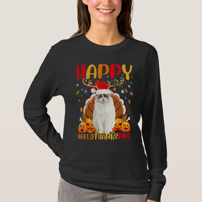Ragdoll Hund  Glad Ragdoll HejTackmas T Shirt (Framsida)