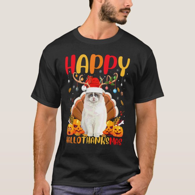Ragdoll Hund  Glad Ragdoll Hellothanksmas T Shirt (Framsida)