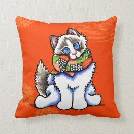 Ragdoll-katt alla döende upp kudde