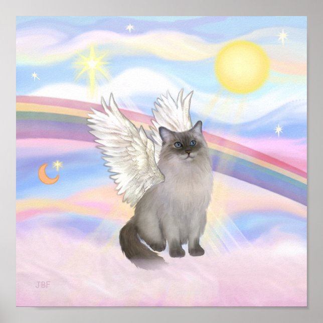 Ragdoll Katt (Blue Point) Ängel - Moln Poster (Framsidan)