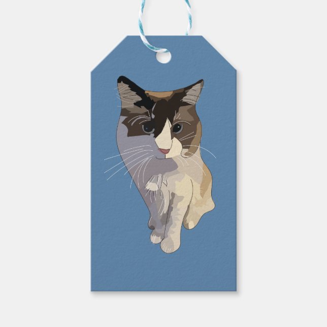 Ragdoll katt, dammig blå presentetikett (Framsidan)