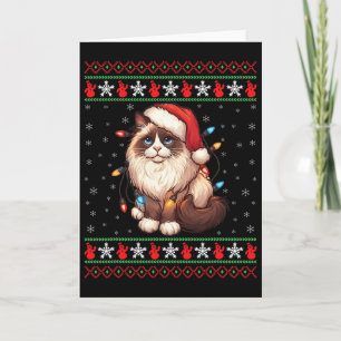 Ragdoll Katt Fula Jul Ragdoll Katt Xmas Belysning Kort