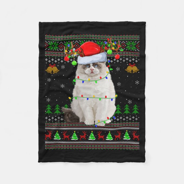 Ragdoll Katt Fula Jultröjor Högtid Santa  Fleecefilt (Framsidan)