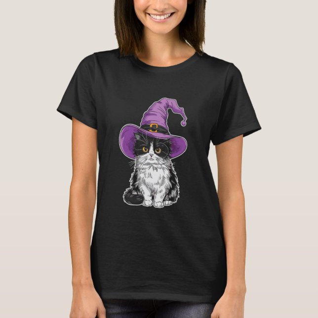Ragdoll Katt Häxa Halloween T Shirt (Framsida)