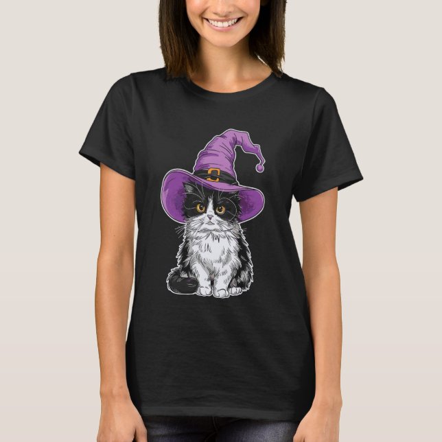 Ragdoll Katt Häxa Halloween T Shirt (Framsida)