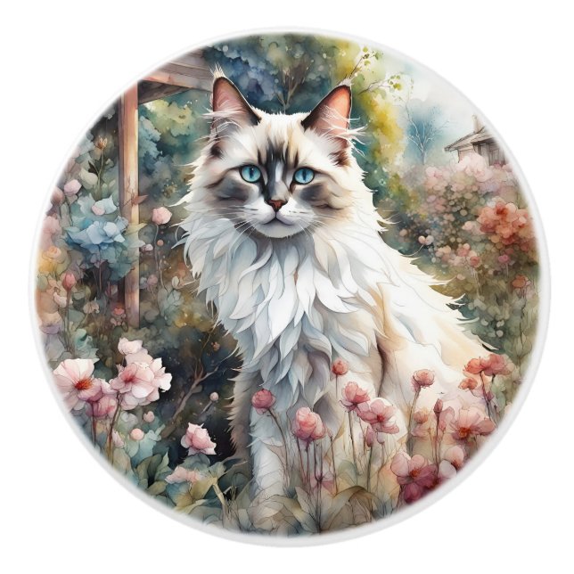 Ragdoll Katt i engelsk trädgård Knopp (Framsidan)