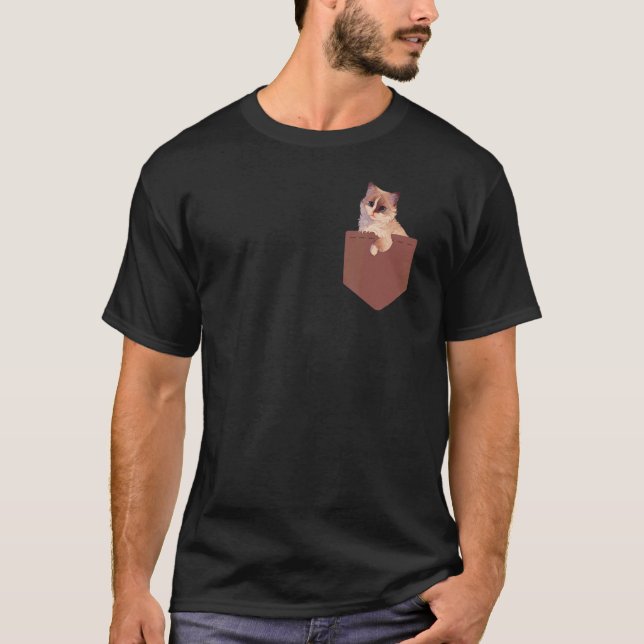 Ragdoll-katt i fickan t shirt (Framsida)