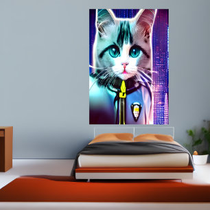 Ragdoll-katt i polisuniform   AI Art Poster