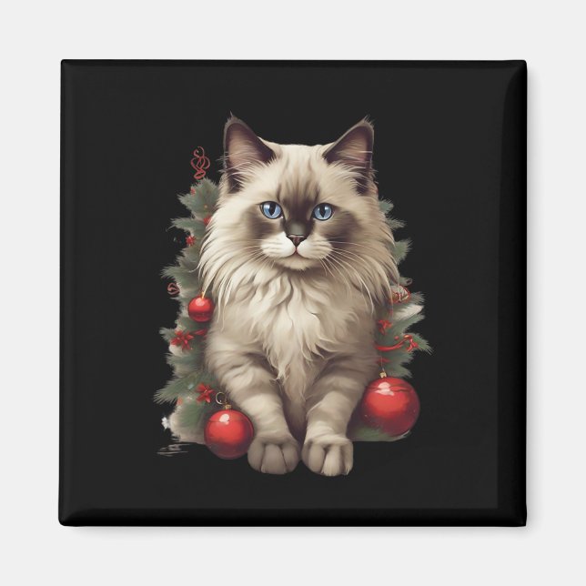 Ragdoll Katt Jul Prylar  Magnet (Framsidan)