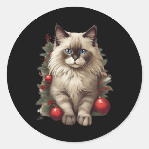 Ragdoll Katt Jul Prylar  Runt Klistermärke