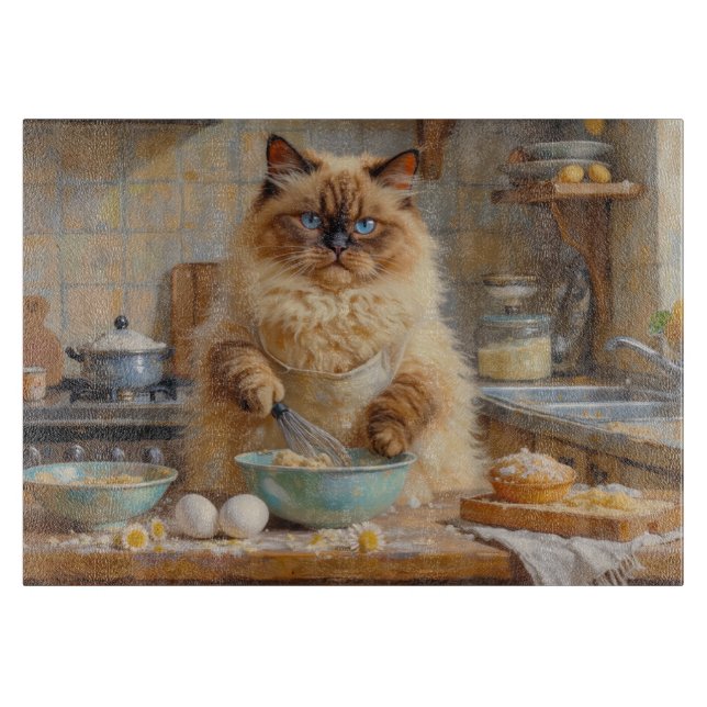 Ragdoll Katt Lagar Mat i Kök (Framsidan)