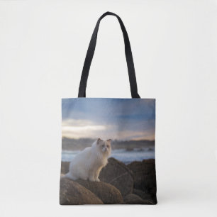 Ragdoll katt på stranden tygkasse
