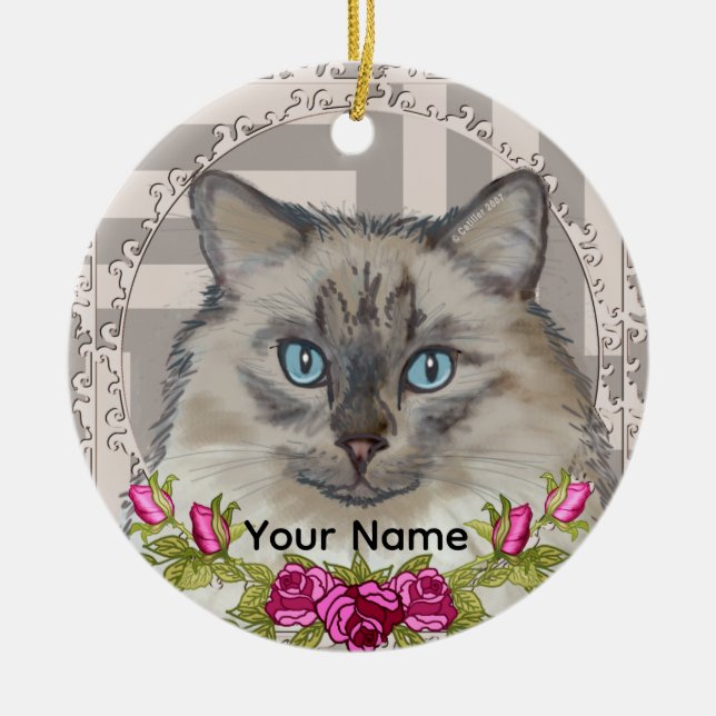 Ragdoll Katt Roser Ornament (Framsidan)