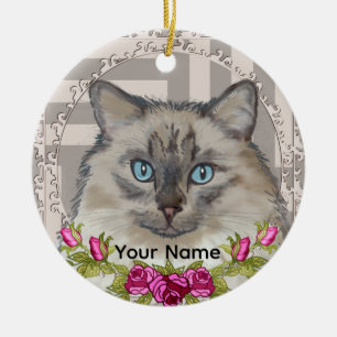 Ragdoll Katt Rosor Ornament