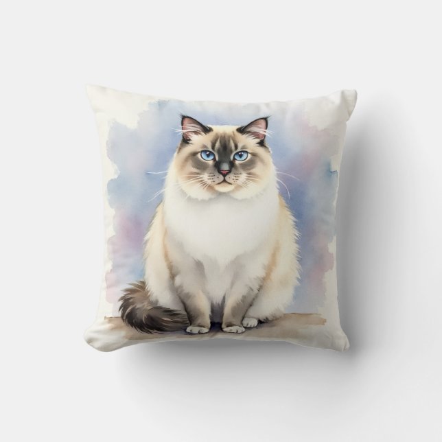 Ragdoll Katt Vattenfärg Dröm Moln Konst Kudde (Framsida)
