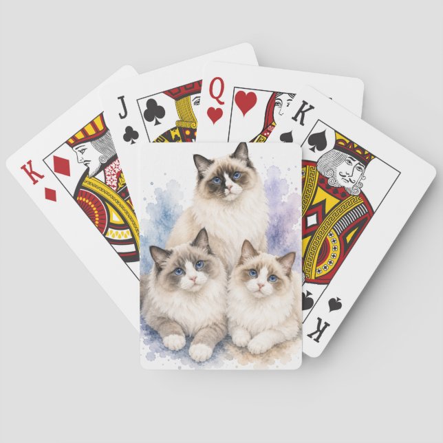 Ragdoll Katt Vattenfärg Spelkort (Baksidan)
