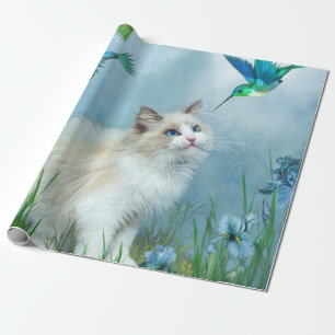 Ragdoll kattunge med sjalen för Hummerkonstgåva Presentpapper