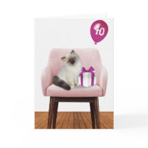 Ragdoll Kitten med 40:e födelsedagsballongen