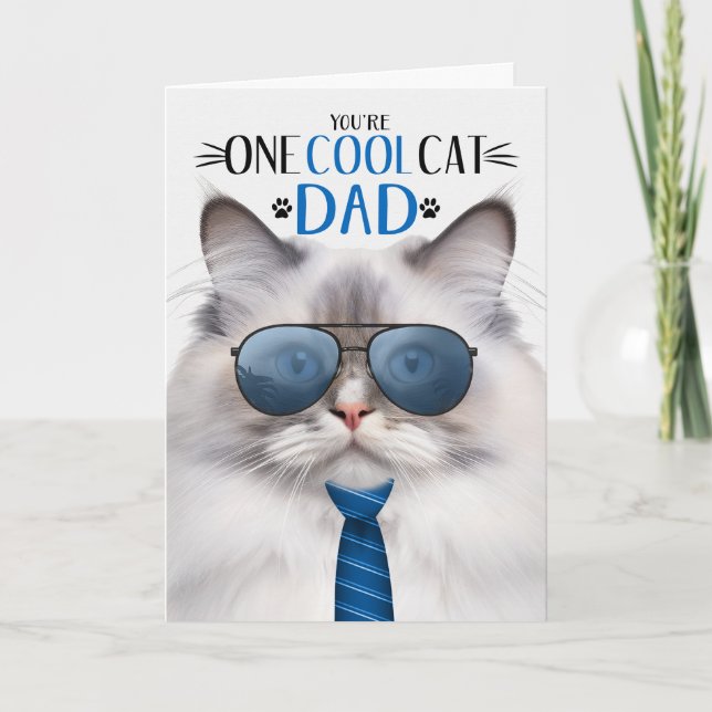 Ragdoll Lilac Point Cat Fars dag En Coola Cat Helgkort (Framsida)