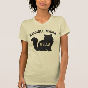 Ragdoll Mamma Katt Silhuett Personlig Namn T Shirt